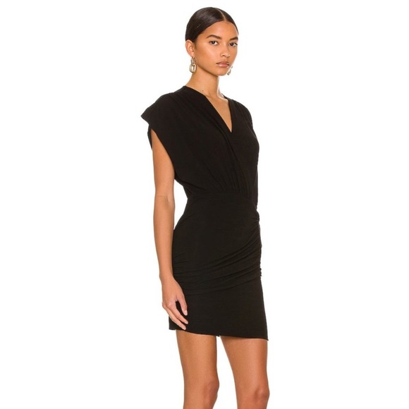 NWT IRO Zera Cut-Out Ruches Mini Dress in Black FR34 / US2 - Picture 2 of 9